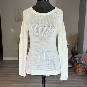 Pink Rose Cream White Knit Sweater Size Small
